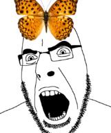 animal butterfly clothes glasses hat open_mouth soyjak stubble variant:cobson // 722x862 // 318.8KB