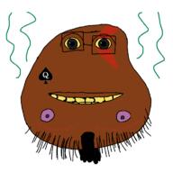 Warrior-Z(user) beard brown_skin charlie_the_steak closed_mouth glasses goatee god_of_war grin kratos pooner queen_of_spades rotten_teeth shitskin soyjak spade stinky stubble top_surgery variant:meatjak video_game yellow_teeth // 768x762 // 46.7KB