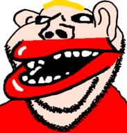 amerimutt ear lips mutt soyjak stubble subvariant:impish_amerimutt variant:impish_soyak_ears white yellow_hair // 598x628 // 9.0KB