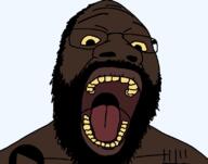 beard black_skin death_grips glasses mc_ride messy_hair meta:tagme nigger occult open_mouth shirtless soyjak tattoo tongue transparent_background variant:goopjak yellow_sclera yellow_teeth // 800x630 // 39.1KB