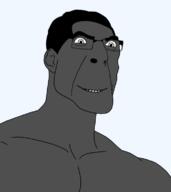 colorful gigachad gigachud glasses grey_skin muscles muscular_male smile smirk smug template transparent transparent_background variant:cobson // 680x762 // 67.0KB