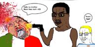 3soyjaks ack argentina black_lives_matter black_skin dark_skin death flag gore gun italy meta:tagme nigger tank_top text variant:bernd variant:chudjak // 1181x582 // 636.7KB