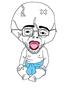 baby bald full_body glasses open_mouth retard thick_eyebrows underpants variant:yakubjak // 319x473 // 15.7KB