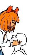 art female glasses mymy ongezellig open_mouth orange_hair orange_skin soyjak spit stubble variant:unknown // 606x897 // 117.1KB