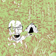 2soyjaks album_cover angry animal dog glasses hiding lush_greenery music mustache open_mouth snout soyjak stubble tree variant:feraljak variant:two_pointing_soyjaks // 1200x1200 // 3.0MB