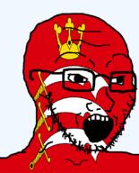 british crown england flag flag:middlesex glasses hair looking_to_the_right middlesex open_mouth soyjak stubble sword teeth united_kingdom variant:soyak // 644x800 // 88.2KB