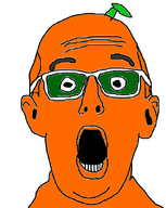 food froot glasses green_eyes leaf orange_lips orange_skin variant:bimmyjak white_background // 494x620 // 64.7KB