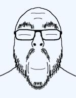 closed_eyes closed_mouth glasses smile soyjak stubble transparent variant:flartson // 410x524 // 9.7KB