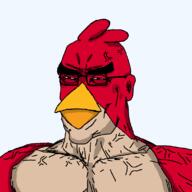 angry_birds artist:nathaniel_higson beak bird feathers glasses muscles muscular_male red_(angry_birds) red_skin shading squinting subvariant:perceptive_chud thick_eyebrows variant:chudjak video_game // 799x799 // 55.8KB