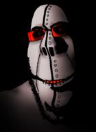 angry black_background doddermod_(user) glasses open_mouth red_eyes red_glasses red_teeth robot soyjak stubble subvariant:hornyson variant:cobson // 600x820 // 164.3KB