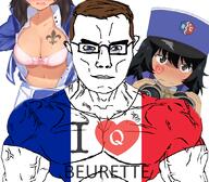 bleached blue_eyes bwc coomer_artstyle flag:france france girls_und_panzer rena_andou subvariant:muscular_chud variant:chudjak // 1059x929 // 501.6KB