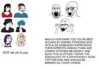 3soyjaks arm bloodshot_eyes bloomer clothes communism crying doomer female glasses hair hammer_and_sickle hand hands_up meme oc open_mouth soyjak soyjak_comic star stubble variant:excited_soyjak variant:markiplier_soyjak variant:soyak variant:wojak // 6280x4400 // 1.7MB