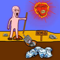 arrow blood bloodshot_eyes blue_skin clenched_teeth concerned cracked_teeth crying desert ear gem glasses incomprehensible_woahjack multiple_soyjaks nosebleed open_mouth red_eyes red_skin rock shovel sign smile soyjak stretched_mouth stubble subvariant:feralrage sun tongue variant:bernd variant:feraljak variant:impish_soyak_ears variant:soyak vein yellow_teeth // 1200x1200 // 337.7KB