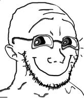 artist:soyia_agent ear glasses happy smile stubble subvariant:doctos variant:soyak // 331x385 // 64.9KB