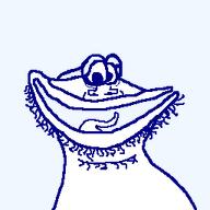 glasses happy indigo lips nose open_mouth stubble tongue variant:globox_soyjak // 256x256 // 3.3KB