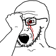 angry anime arm blood blood_drip blood_from_eyes blood_on_face crying glasses hand looking_to_the_left naruto_(series) open_mouth sharingan soyjak stubble transparent_background variant:soyak // 782x758 // 128.5KB