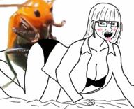 ahegao big_breasts blush breasts bug clothes cross_eyed crying ear female glasses hair looking_up open_mouth sex soyjak tongue variant:soyak // 1500x1218 // 210.4KB