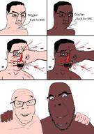 3soyjaks black_skin chud friends friendship no_more_brother_wars punch race racism skin variant:chudjak variant:cobson variant:feraljak white_background white_skin // 2281x3239 // 866.1KB