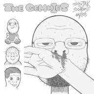 1488 4soyjaks ^_^ arm blood blush closed_eyes closed_mouth cover glasses hair hand heart holding_heart holding_object redraw smile soyjak stubble subvariant:wholesome_soyjak sweating text variant:bernd variant:chudjak variant:gapejak variant:unknown // 1080x1080 // 360.5KB