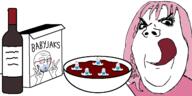 arm baby blue_eyes bowl bowtie cannibalism cereal closed_eyes crying femjak glasses hair hand licking_lips multiple_soyjaks pacifier pink_hair smile soyjak stubble subvariant:gapejak_female tongue v_sign variant:gapejak variant:markiplier_soyjak variant:soyak wine // 1600x800 // 368.9KB