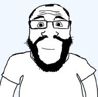 beard closed_mouth clothes glasses happy looking_at_you smile soyjak subvariant:science_lover template transparent_background tshirt variant:markiplier_soyjak // 800x789 // 15.9KB