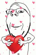 animated arm closed_mouth ext=gif glasses hand heart holding_heart holding_object hugging smile soyjak stubble subvariant:wholesome_soyjak variant:gapejak wholesome // 265x400 // 153.8KB