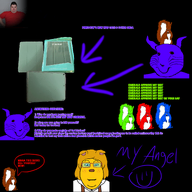 black_background cado cat_ear colorful emerald_(namefag) extreme_snca fat femajanny glasses green_text hair janny meta:blogpost(?) meta:namefags pinkstew_(user) purple_arrow purple_text red_eyes red_text series:animaljaks smile snca snout soyjak speech_bubble subvariant:feralsquirrel subvariant:impish_meowjak subvariant:massmeowjak variant:feraljak whisker yellow_hair // 2000x2000 // 1.5MB