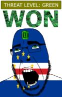 ahegao cape_verde country emerald flag flag:cape_verde gem glasses green green_eyes hair looking_up open_mouth schlog_color_event soyjak soyjak_blog star_(symbol) stubble teeth text threat_level_green variant:cobson won // 721x1115 // 156.4KB