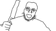 glasses holding_object knife open_mouth smile soyjak stubble variant:unknown // 999x562 // 32.6KB