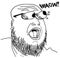 fat glasses merge open_mouth series:fusionjaks soyjak stubble subvariant:waow text variant:fatjak variant:soyak // 756x738 // 48.9KB