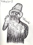 arm art balaclava black_and_white clothes drawfag drawing glasses hand ink islam kratos l letter meta:namefags meta:soytober meta:soytober2025 soyjak spell tattoo variant:norwegian warrior-z_(user) wizard wizard_hat // 3000x4000 // 10.1MB