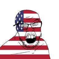 angry country flag flag:united_states glasses looking_at_you mustache open_mouth soyjak star_(symbol) stubble teeth united_states variant:feraljak // 1500x1500 // 29.6KB