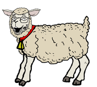 animal bell ear full_body glasses hair hairy mammal open_mouth series:animaljaks sheep shocked soyjak stubble surprised tail teeth transparent_background variant:goatjak // 994x890 // 50.5KB