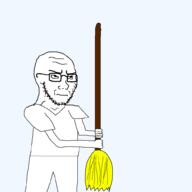 angry animated arm broom bump closed_mouth glasses hand holding_object looking_up soyjak stubble variant:soyak // 1000x1000 // 38.0KB