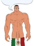 brown_skin buff clitty countrylitty flag full_body glasses mexico nipple nsfw penis redraw speech_bubble speech_bubble_empty subvariant:chudjak_front variant:chudjak // 1698x2311 // 1.1MB