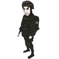 ak-47 army body_armor boot bulletproof_vest camouflage chud combat_helmet flag:russia glasses military_uniform patch ribbon_of_saint_george russia russian_flag seething soldier subvariant:chudjak_seething text variant:chudjak white_background z_(russian_symbol) // 2400x2400 // 1.2MB