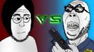 angry badge coaltent_cop glasses gun hand idubbbz seething soyjak stubble variant:dubbbzjak variant:lennonjak // 800x450 // 75.6KB