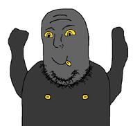 admin gray_skin grey_skin hand hands_up nipple no_glasses soot soot_colors soyjak_party stubble subvariant:flubbert tongue_out variant:norwegian white_background yellow_eyes // 700x662 // 12.2KB