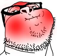 glasses holding_breath red_face soyjak stubble variant:childut white_background // 255x251 // 54.1KB