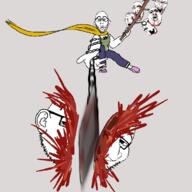 animal attack blade blood chain chest_hair dog ear full_body glasses gore head heads holding_object multiple_soyjaks murder muscles nas_hunter open_mouth scarf severed_head shoe soyjak stubble variant:angry_soyjak variant:chugsjak variant:cobson variant:dogjak variant:kuzjak variant:nojak variant:smugjak // 700x700 // 83.1KB