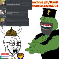 BigSneedson_(faggot) amphibian archive award bald beard bloodshot_eyes christianity clothes crying eastern_orthodox erp flag:ireland frog glasses hand hat helmet horrified ireland link mjolnir nas:pepe necklace orthodox orthodox_church orthodox_cross orthodoxy pagan paganism pepe_the_frog pointing pol_(soyjak_party) pooner priest scared screenshot shroom soyjak stubble subvariant:crying_soyak_ears2 tear text variant:soyak viking // 1050x1050 // 343.5KB