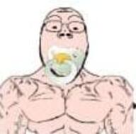 baby babyjak beard binky buff caca glasses jpeg low_quality muscles muscular_male mustache op_is_a_retarded_lazy_faggot_for_not_tagging_his_own_shit small_eyes soyjak subvariant:gapejak_front subvariant:muscular_chud variant:chudjak variant:gapejak // 110x108 // 3.1KB
