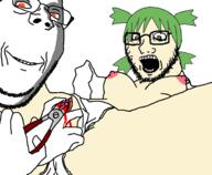 2soyjaks 4chan anime arm blood breasts circumcision clitoris clothes crazed female female_genital_mutilation genital_mutilation glasses green_eyes green_hair hair hand hat holding_object leg meta:pornographic_content mutilation nipple nsfw ominous open_mouth orange_eyes reddit redditard scared scissor smile soyjak stubble subvariant:soyak_(crazed) subvariant:wholesome_soyjak vagina variant:gapejak variant:soyak white_skin yotsoyba // 2972x2444 // 548.1KB