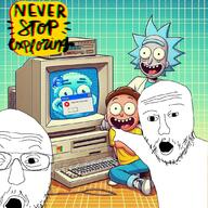 computer drawing morty_smith nostalgia open_mouth retro rick_and_morty rick_sanchez stubble variant:two_pointing_soyjaks // 1080x1080 // 838.4KB