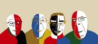 4soyjaks Kazimir_Malevich artist:nvke bald classical_art_parody closed_mouth colorful ear glasses hair looking_at_you smile stubble subvariant:chudjak_front suprematism variant:bernd variant:chudjak variant:cobson variant:feraljak // 3240x1464 // 544.4KB