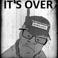 admin animated black_and_white closed_mouth clothes doll_(user) eyes_closed frown glasses hanging hat its_over meta:namefags monochrome pixiz sad text variant:feraljak // 460x460 // 532.0KB