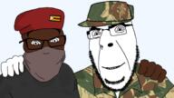 bandana beret clothes friendship glasses hat looking_at_you rhodesia rhodesian_brushstroke smile soyjak stubble variant:cobson variant:feraljak zimbabwe // 1920x1080 // 323.0KB