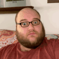 2019 3dgifmaker animated beard closed_mouth clothes distorted ext=gif fat fat_duel glasses irl open_mouth red_tshirt schizo soyboy subvariant:fatjak_irl tshirt variant:fatjak // 250x250 // 1.5MB