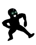 animated black_skin dance full_body glowing_eyes green_eyes inverted monkey_dance open_mouth selfish_little_fuck soyjak stubble subvariant:soyak_(crazed) thougher variant:soyak // 521x640 // 35.9KB