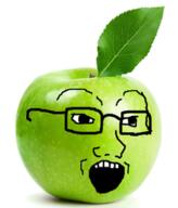 apple food fruit glasses irl objectsoy open_mouth series:fruiterz! soyjak stubble variant:soyak // 218x255 // 67.3KB